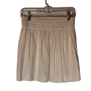 J Crew Skirt XS Mini Skater Cream Pockets Linen Blend Coquette Cottagecore